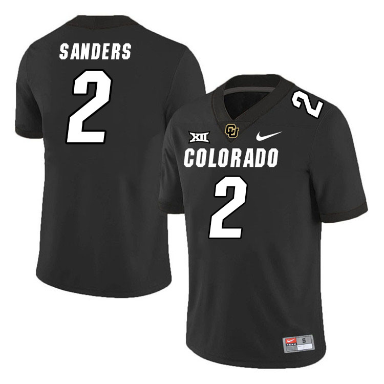 Colorado Buffaloes #2 Shedeur Sanders Big 12 Conference College Football Jerseys Stitched Sale-Black